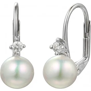 Náušnice Couple, Perlové náušnice Morgan, bílé zlato a bílá perla, 585-45-3-5030.1B00.0.00.744.08