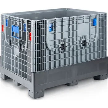 Dílenský regál Paletový skládací bigbox, 2x vkladové okno, 120x100x97,5, 4 nohy + doprava zdarma