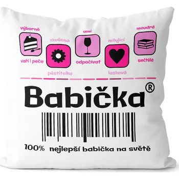 Dekorativní polštářek Polštářek Babička 100% (Velikost: 40 x 40 cm)