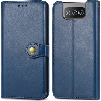 Pouzdro na tablet VSECHNONAMOBIL 34908 LEATHER BUCKLE Peňaženkový obal Asus Zenfone 8 Flip modrý