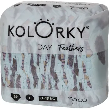 jednorázová plena Kolorky Day peří L 8-13 kg 19 ks