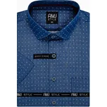 Pánská košile AMJ, modrá puntíkovaná VKSR1126, krátký rukáv, slim-fit, vel. 43