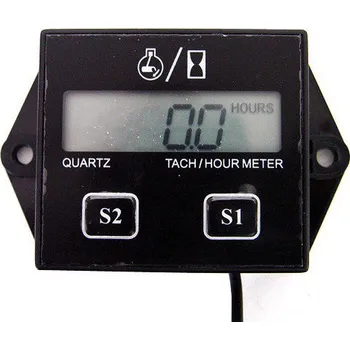 Vodotěsné počítadlo motohodin s otáčkoměrem černé