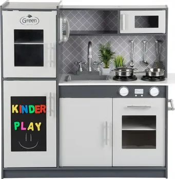 dětská kuchyňka Kinderplay Green dřevěná kuchyňka šedá