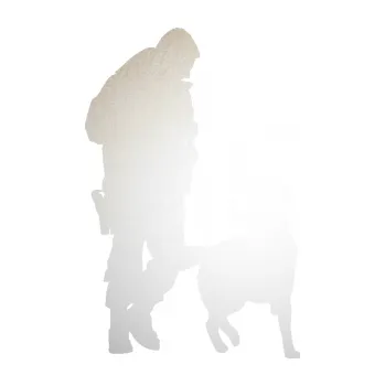 Samolepící dekorace SAMOLEPKA Psovod 003 pravá (82 - odrazková reflexní bílá) NA AUTO, NÁLEPKA, FÓLIE, POLEP, TUNING, VLASTNÍ TEXT, TISK, AUTOSAMOLEPKY.cz, POLEPY, OBRÁZEK, LOGO, SAMOLEPKY