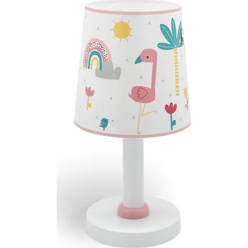 Lampička Dalber 82461 FLAMINGO - Dětská stolní lampička s plameňáky + Dárek LED žárovka (Dětská lampička s motivem plameňáků)