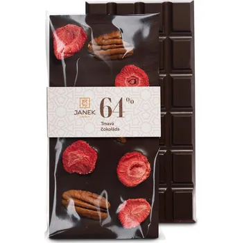 Čokoláda Hořká čokoláda s pekanovými ořechy a jahodami