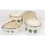 Smaltovaná souprava 4 ks krémová potisk…