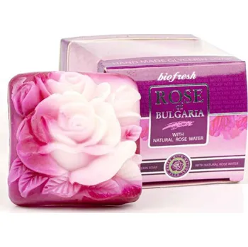 Mýdlo Glycerinové mýdlo Růže čtverec v krabičce Rose of Bulgaria 70g