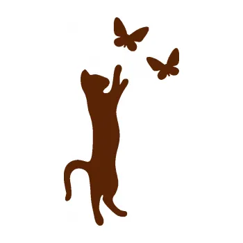 Samolepící dekorace Kočka 025 pravá s motýlky (15 - hnědá) SAMOLEPKA NA AUTO, NÁLEPKA, FÓLIE, POLEP, TUNING, VLASTNÍ TEXT, TISK, AUTOSAMOLEPKY.cz, POLEPY, OBRÁZEK, LOGO, 3D STICKERS