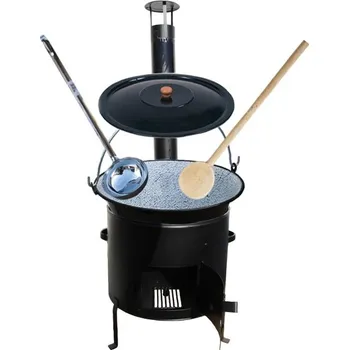 kotlíky Easy Party Kovová kotlina 36 cm + smaltovaný kotlík 13 l + vařečka a nerezová naběračka