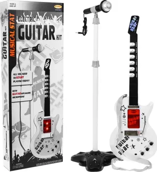Hudební nástroj pro děti Dětská elektrická kytara s mikrofonem bílá