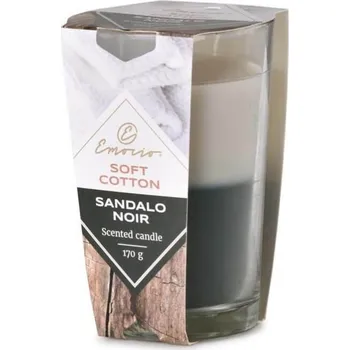 Dortová svíčka Vonná svíčka dvoubarevná soft cotton & sandalo noir emocio sklo 76x118 mm