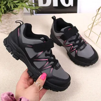 Dětská treková obuv American Club Jr AM902A šedé trekové boty na suchý zip 33