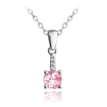 Řetízek Zlatnictví Helios Náhrdelník s růžovým zirkonem