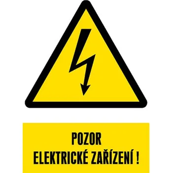 Značka Pozor – Elektrické zařízení!, samolepicí fólie, 148 × 210 mm