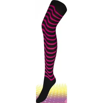 Dámské ponožky Barevné nadkolenky vlnky Hoza černá/fialová