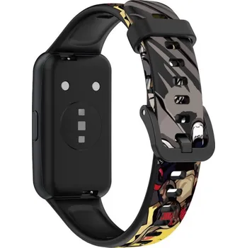 Příslušenství k chytrým hodinkám eses Silikonový řemínek s potiskem pro Huawei Band 7 - Vzorovaný, šedý