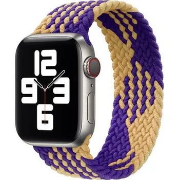 Příslušenství k chytrým hodinkám Nylonový pletený navlékací řemínek pro Apple Watch velikost M Barva: Fialová/žlutá, Velikost: 42/44/45/46/49mm, Typ: 67