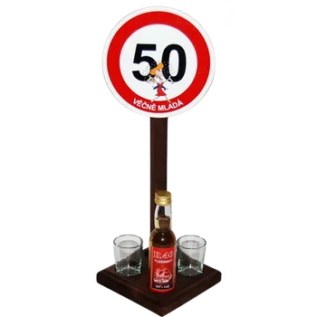 Žertovný předmět Ptákoviny CB Značka s panáky a flaštičkou k výročí narození 50 let žena