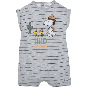 Dětská móda Šedý chlapecký krátký overal Peanuts Velikost: 74
