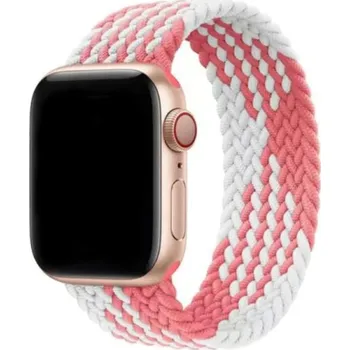 Nylonový pletený navlékací řemínek pro Apple Watch velikost M Barva: Bílá/růžová, Velikost: 38/40/41/42mm, Typ: 35