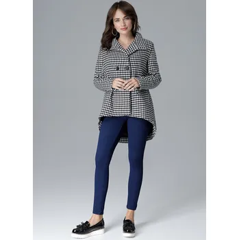 Dámský kabát Černobílý asymetrický kabát L021 Velikost: M