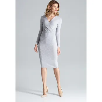 Dámské šaty Šedé pletené šaty M637 Grey Velikost: L
