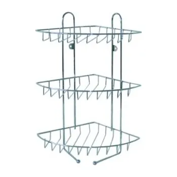 police Koupelnová rohová police, 3 patra, stříbrná