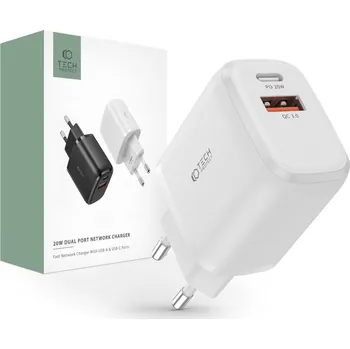 Telefonní příslušenství Tech-Protect Rychlá nabíječka do sítě - Tech-Protect, PD20W/QC3.0 White