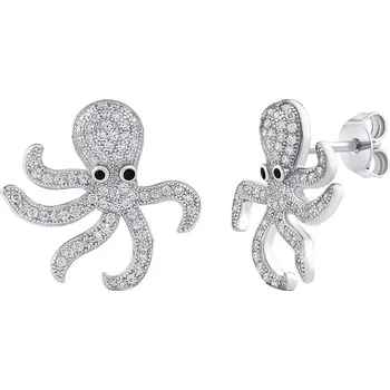 Náušnice Stříbrné náušnice chobotnice Jones s čirými Brilliance Zirconia MW03311E