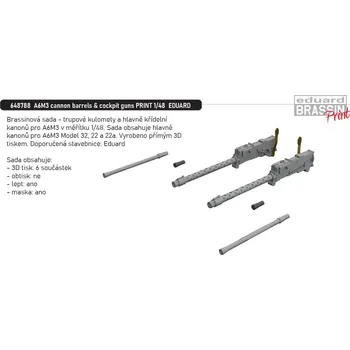 Plastikový model Eduard 1/48 A6M3 cannon barrels & cockpit guns PRINT (EDUARD)