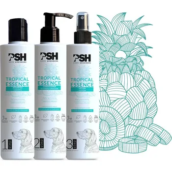 Kosmetika pro psa PSH Home Groomers - Lotion Tropical Essence 300ml (Lotion pro pejsky s vysokou čistící schopností pro citlivou pokožku z řady PSH Home Groomers. Vysoká čisticí síla s jemným aroma kiwi. Receptura obsahuje výtažky z vybraných léčivých rostlin)