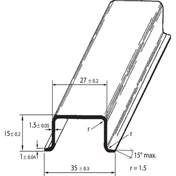 modulární přístroj a rozvaděč DIN-lista 35x15 - plná, pozink 2m SCHMACHTL TS 35/C