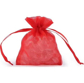 Dárkový pytlík s kovovým leskem 8x10,5 cm organza shine, barva 7 červená