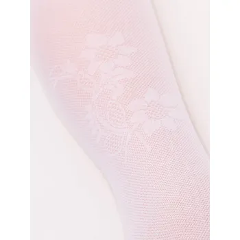 Dívčí oblečení YO Silonky punčocháče punčochy RA12 vz.5 bílé ažurové s jemným vzorem kytiček 30 DEN velikost oblečení - děti: 140/146