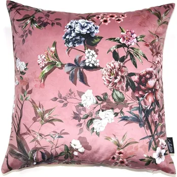 Dekorativní polštářek Růžový sametový polštář s květy Luisa roze- 45*45cm