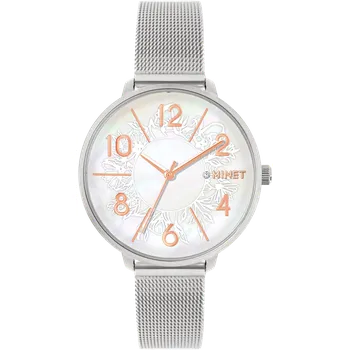 Hodinky MINET Stříbrné dámské hodinky PRAGUE Silver Flower Mesh s čísly MWL5203 (MINET Stříbrné dámské hodinky PRAGUE Silver Flower Mesh s čísly MWL5203)