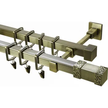 Garnýž Garnýž kovová 170 cm dvouřadá - dvojitá 20x20 Roma starozlatá
