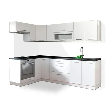 Kuchyňská linka Recenze JENA nábytek Emilia 243/243 cm bílá lesk/černá