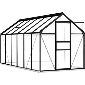 Skleník ZXL Skleník s podkladovým rámem 1,9 x 3,7 m PC 4 mm antracit