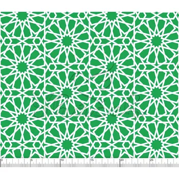 Fleece antipiling, Geometrické květiny na zelené