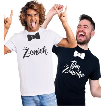 Trička Ženich/Svědek/Tým Ženich - motýlek, Barva látky ružová, Variant Tričko (Team Ženicha), Velikost XXXL (Pouze UNISEX / pánský střih)