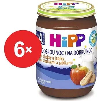 Dětská kaše HiPP BIO Kaše na dobrou noc s keksy a jablky - 6× 190 g