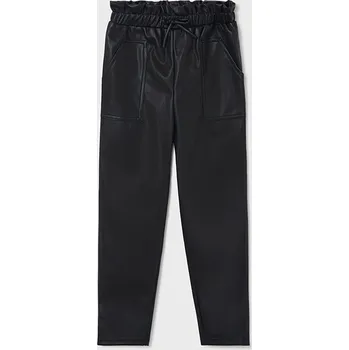 Dívčí kalhoty Mayoral Koženkové dlouhé kalhoty, černé Rozměr: 167 (18 let)