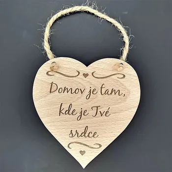 AMADEA Dřevěné srdce s nápisem Domov je tam, kde je Tvé srdce, masivní dřevo, 16 x 15 cm