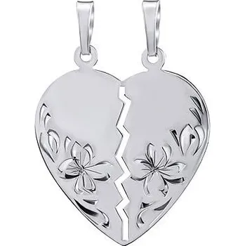 Přívěsek Partnerský stříbrný přívěsek srdce půlené - typ 3 SILVEGOB10090-3