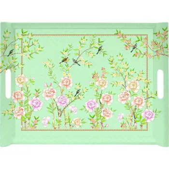 Easy Life, Itálie Easy Life - Plastový tác Palace Garden Aqua velký s ptáčky - 52*37 cm