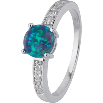 Prsten Bealio BEALIO Stříbrný prsten SOLITÉR zelený OPÁL Velikost prstenu: 55 03-11294-1239