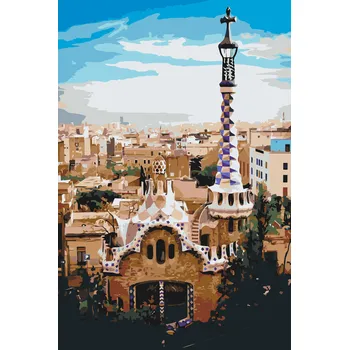 Malování podle čísel - Park Güell, Barcelona 3 Velikost: 40x60cm, Rámování: Pouze srolované plátno